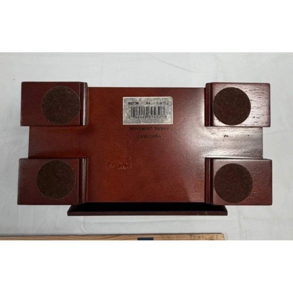 Bulova Classic Wood Table Mantel Clock with Gold-Tone Dial Roman Numerals New